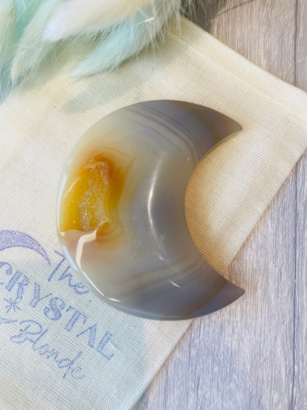 Botswana Agate Druzy Moon